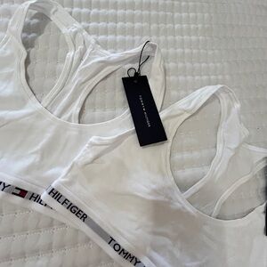 Tommy Hilfiger White Racerback Logo Bralettes (2-Pack)